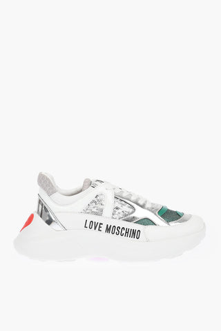 LOVE Sneakers basse Logate con Dettagli in Paillettes e Glitter