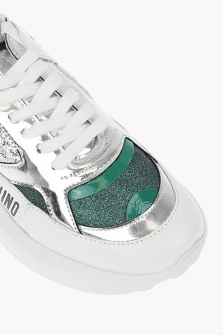 LOVE Sneakers basse Logate con Dettagli in Paillettes e Glitter