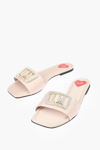 LOVE Sandali Slides FLAT15 Con Dettaglio Gioiello Logato
