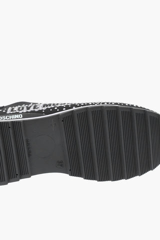 LOVE Suede Leather and Fabric Sneakers RUNNING25 with Rhinestones Embellishment