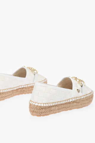 LOVE Braided Canvas Platform Espadrilles with Hearts Chain 4cm