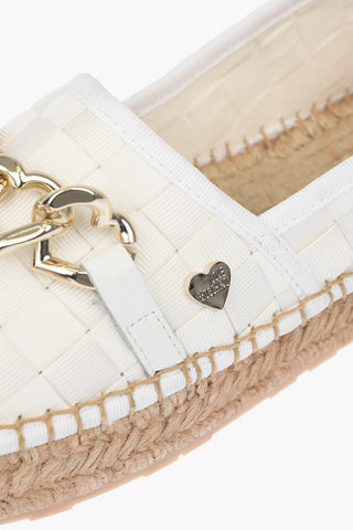 LOVE Braided Canvas Platform Espadrilles with Hearts Chain 4cm