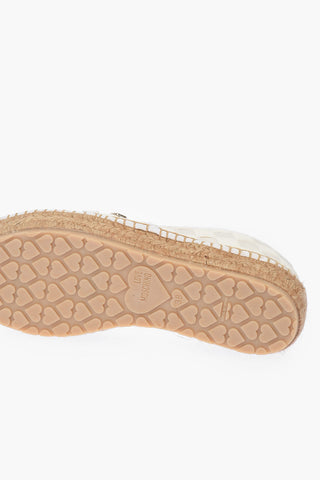 LOVE Braided Canvas Platform Espadrilles with Hearts Chain 4cm