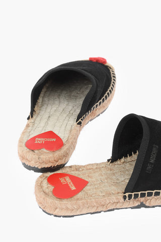 LOVE Suede Split Leather Espadrilles with Embroidery Detail 2,5cm