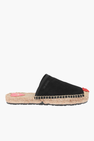 LOVE Suede Split Leather Espadrilles with Embroidery Detail 2,5cm