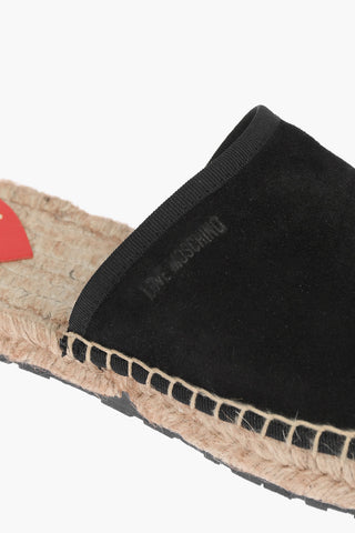 LOVE Suede Split Leather Espadrilles with Embroidery Detail 2,5cm