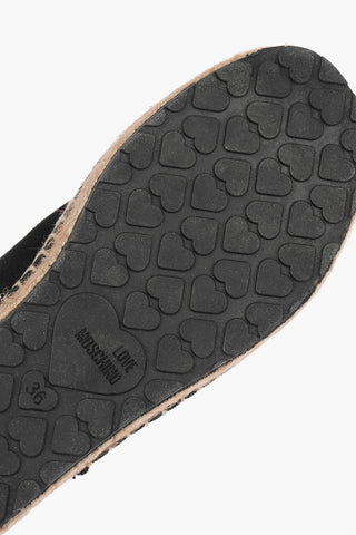 LOVE Suede Split Leather Espadrilles with Embroidery Detail 2,5cm