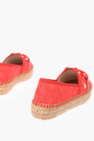 LOVE Braided Canvas Platform Espadrilles with Hearts Chain 4cm