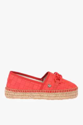 LOVE Braided Canvas Platform Espadrilles with Hearts Chain 4cm