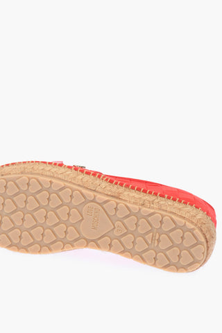 LOVE Braided Canvas Platform Espadrilles with Hearts Chain 4cm