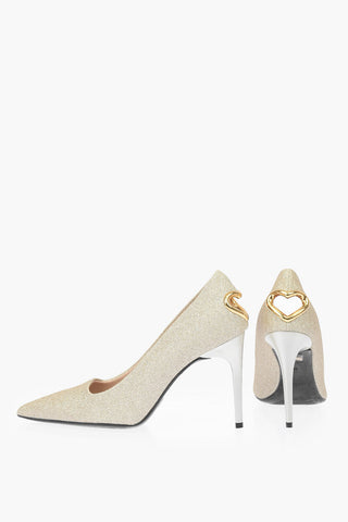LOVE Stiletto Heel Glittery Pumps with Heart Detail 10cm