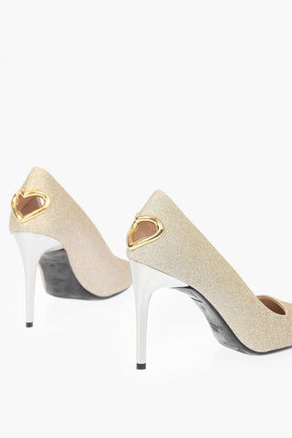 LOVE Stiletto Heel Glittery Pumps with Heart Detail 10cm
