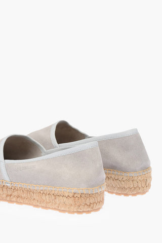 LOVE Espadrillas Platform in Crosta di Pelle Scamosciata con Dettaglio Ricamo4cm