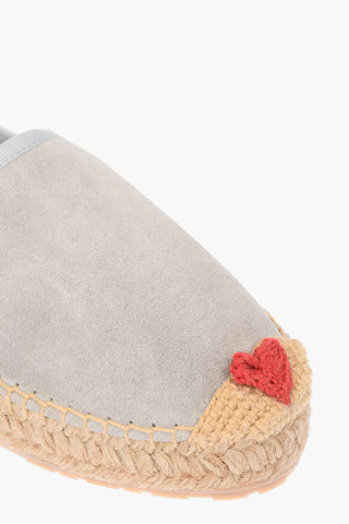 LOVE Espadrillas Platform in Crosta di Pelle Scamosciata con Dettaglio Ricamo4cm