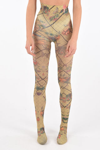 argyle and floral patterned hose