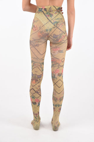 argyle and floral patterned hose