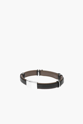 leather A-PLAK bracelet with logo plaque