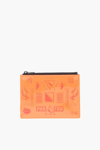 fluo leather LUNI pouch with logo-print
