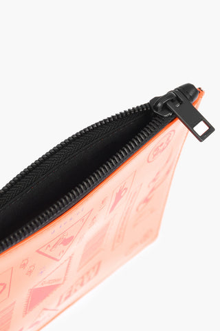 fluo leather LUNI pouch with logo-print