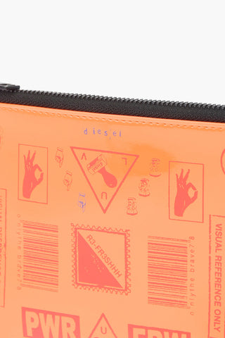 fluo leather LUNI pouch with logo-print