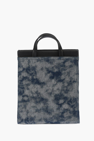 denim AMETISTA handbag with faux leather parts