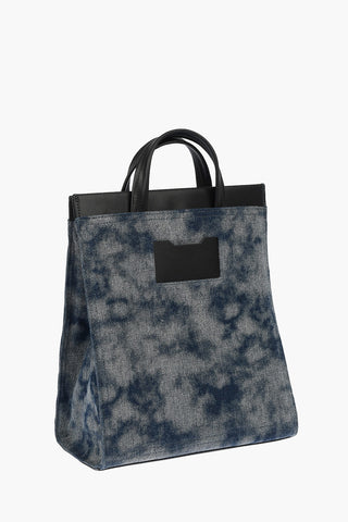 denim AMETISTA handbag with faux leather parts