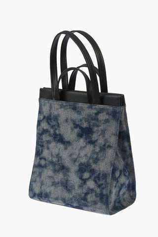 denim AMETISTA handbag with faux leather parts