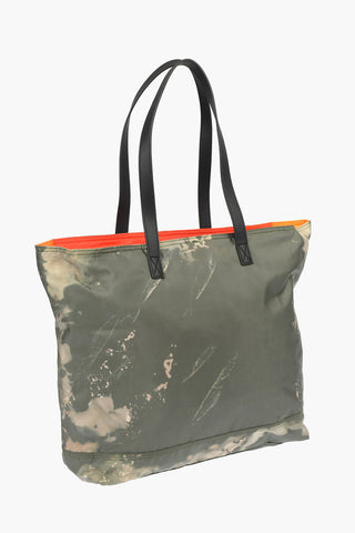acid wash effect VIVYAN tote bag with faux leather handle