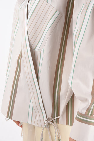 Bayadere Cotton Wrap Shirt