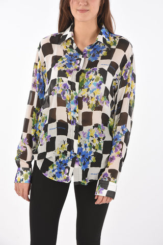 Camicia CHECK FLOWERS NEW BASIC in Misto Seta