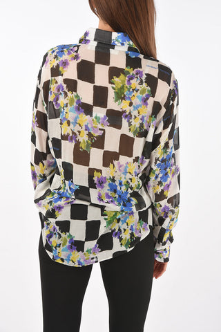 Camicia CHECK FLOWERS NEW BASIC in Misto Seta