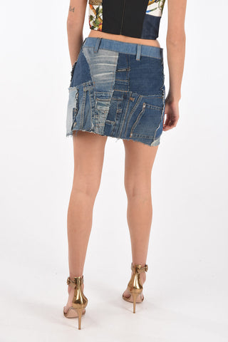 Patchwork Denim Miniskirt