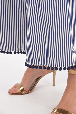 Wide leg striped pants