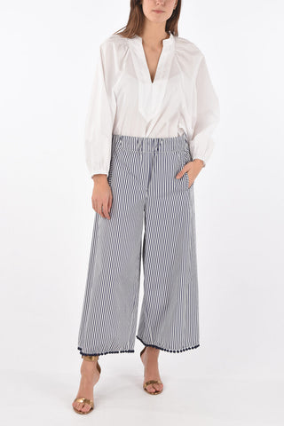 Wide leg striped pants