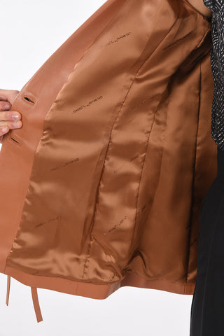 Blazer in Pelle Due Bottoni con Tasche con Aletta
