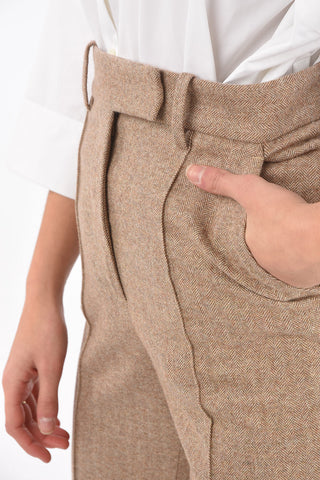 Front Pleated FLARED Herringbone Pants
