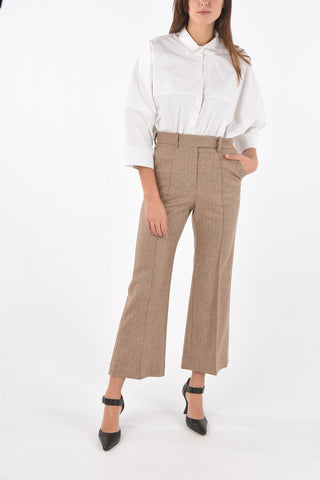 Front Pleated FLARED Herringbone Pants