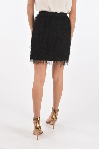 Back Zipped Eyelash Miniskirt