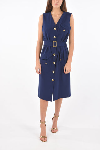 BOUTIQUE Sleeveless Shirt Dress with Decorative Buttons