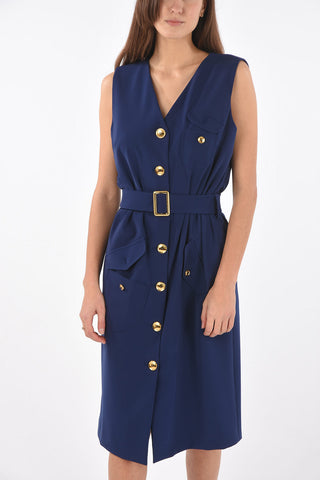 BOUTIQUE Sleeveless Shirt Dress with Decorative Buttons