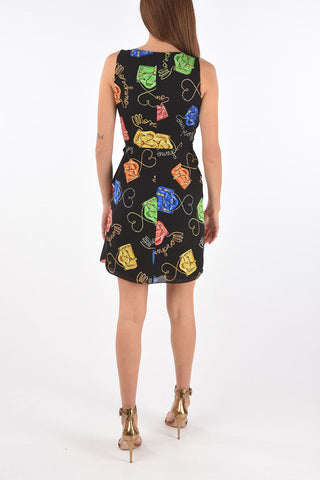 COUTURE Silk Wrap Dress with BIKER BAG Print