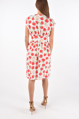 BOUTIQUE Apple Printed Cotton and Silk Pleated Dress