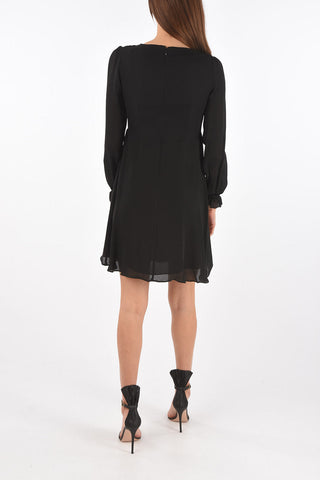 Long-sleeved Back Zipped Silk Dress
