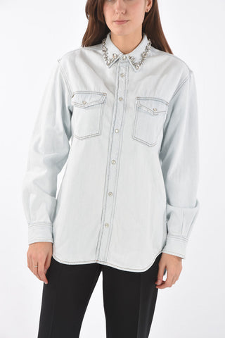 Camicia Overshirt in Jeans BECCA con decorazioni gioiello