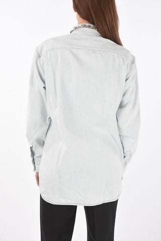 Camicia Overshirt in Jeans BECCA con decorazioni gioiello