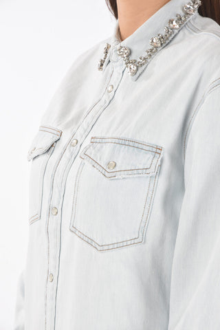 Camicia Overshirt in Jeans BECCA con decorazioni gioiello
