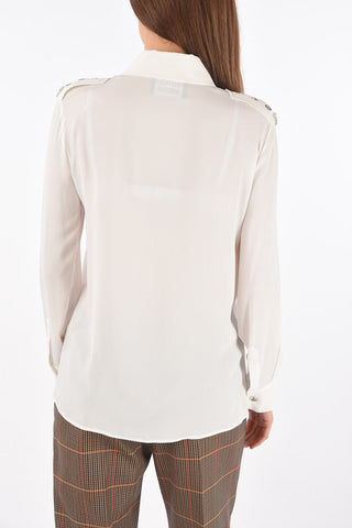 BOUTIQUE Camicia con Bottoni a Pressione e Occhielli Decorativi