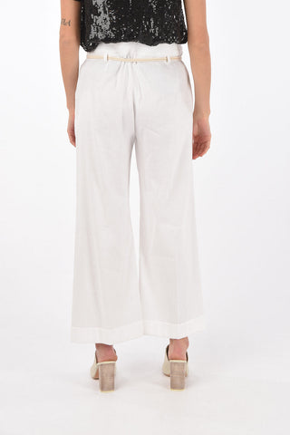 Pantaloni in lino con cinturino in corda