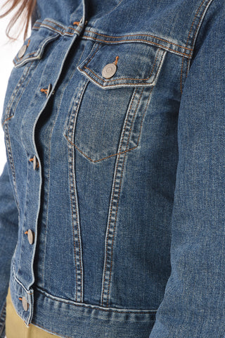 Cropped Jean Jacket with Embroidery on The Back