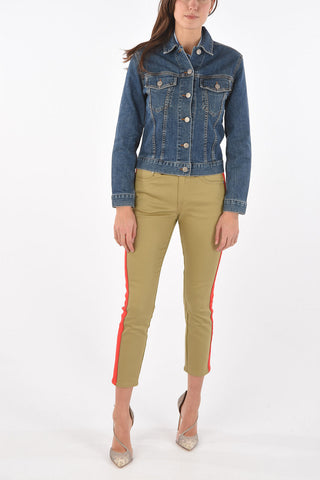 Cropped Jean Jacket with Embroidery on The Back